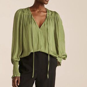 Rebecca Taylor Sateen Tie Top | Matcha